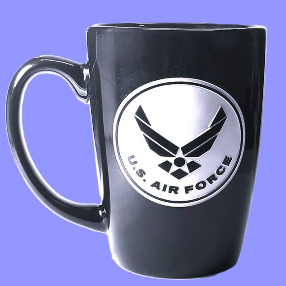 Crystal Imagery Other - Air Force Black Coffee Mug, "A Gift of Honor " Sand-Carved Ceramic Military Mug